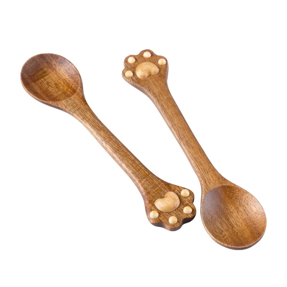 Wooden Dog/Cat Paw Spoons (2)